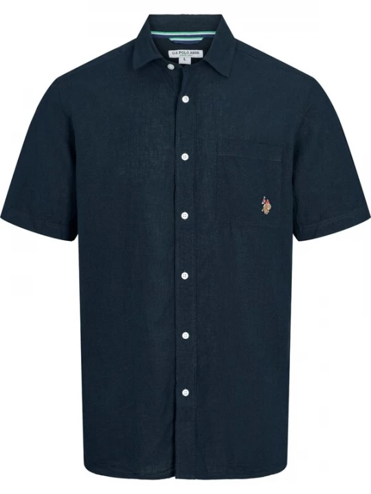 Foto van product U.S. POLO ASSN. Overhemd 'UMFlori' donkerblauw / lichtbruin / wijnrood