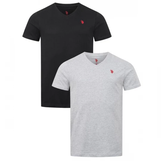 Foto van product U.S. POLO ASSN. Shirt grijs gemêleerd / kersrood / zwart