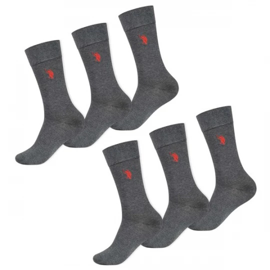 Foto van product U.S. POLO ASSN. Sokken grijs gemêleerd / donkerrood