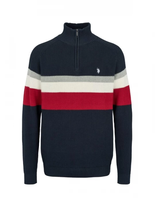 Foto van product U.S. POLO ASSN. Trui 'UMRicco' grijs / rood / zwart / wolwit