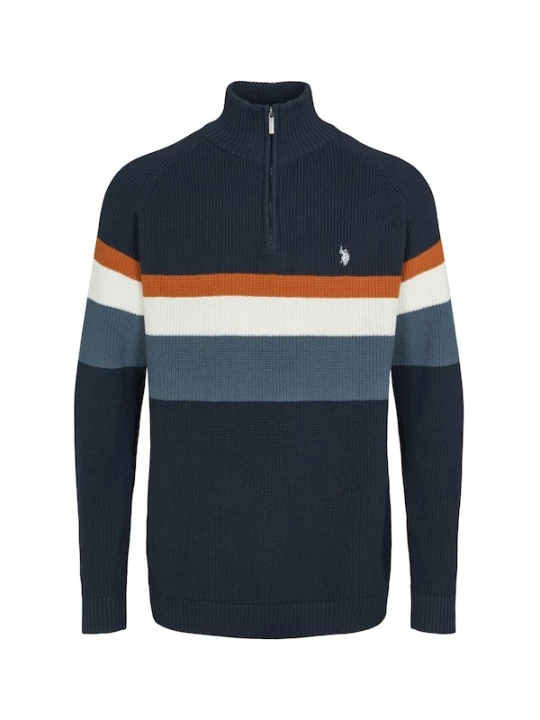 Foto van product U.S. POLO ASSN. Trui 'UMRicco' indigo / goudgeel / grijs / wit