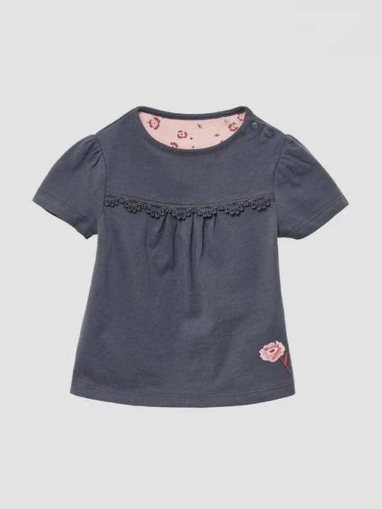 Foto van product Uitlopend jersey T-shirt met borduursel en kanten details s.Oliver grijs