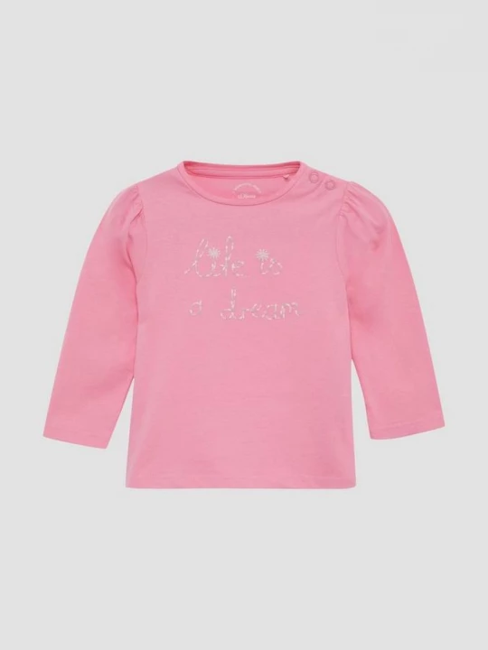Foto van product Uitlopend shirt met lange mouwen, glitterprint en pofmouwen s.Oliver roze