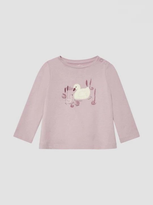 Foto van product Uitlopend shirt met lange mouwen, print en applicatie s.Oliver roze