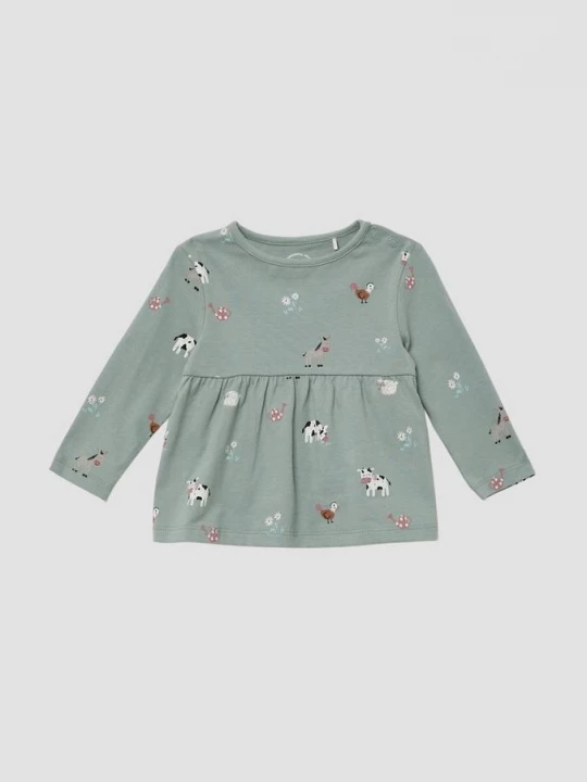 Foto van product Uitlopend tricot shirt met all-over print s.Oliver groen