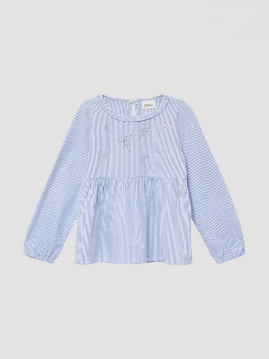 Foto van product Uitlopende blouse met strepen en edelstenen s.Oliver blauw