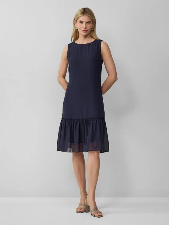 Foto van product Uitlopende chiffon jurk met volants s.Oliver blauw