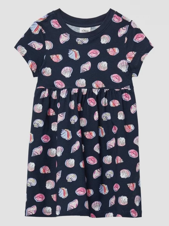 Foto van product Uitlopende jersey jurk met print all-over s.Oliver blauw