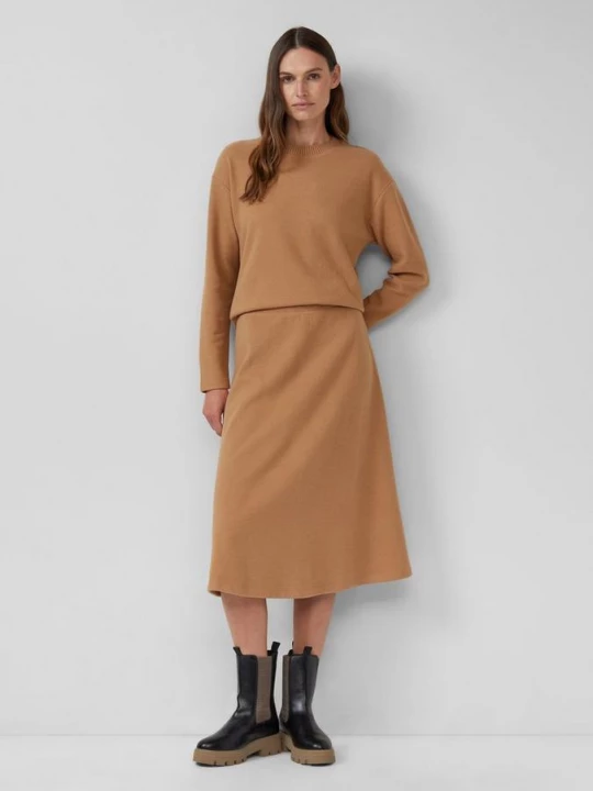 Foto van product Uitlopende midirok van lichtgewicht sweat s.Oliver bruin