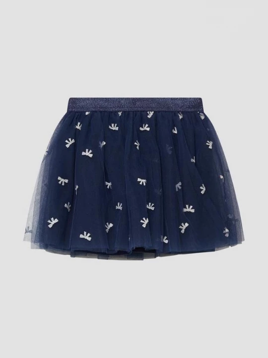 Foto van product Uitlopende rok van mesh met katoenen voering s.Oliver blauw