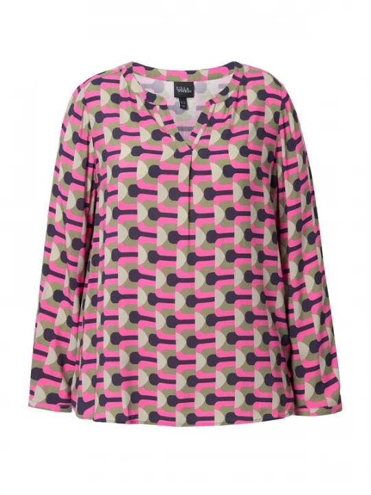 Foto van product Ulla Popken Blouse nachtblauw / kaki / pastelgroen / lichtroze