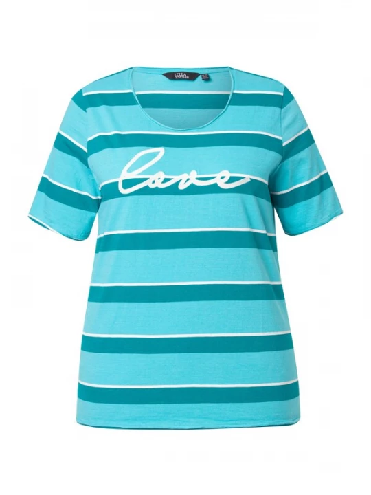 Foto van product Ulla Popken Shirt aqua / petrol / wit