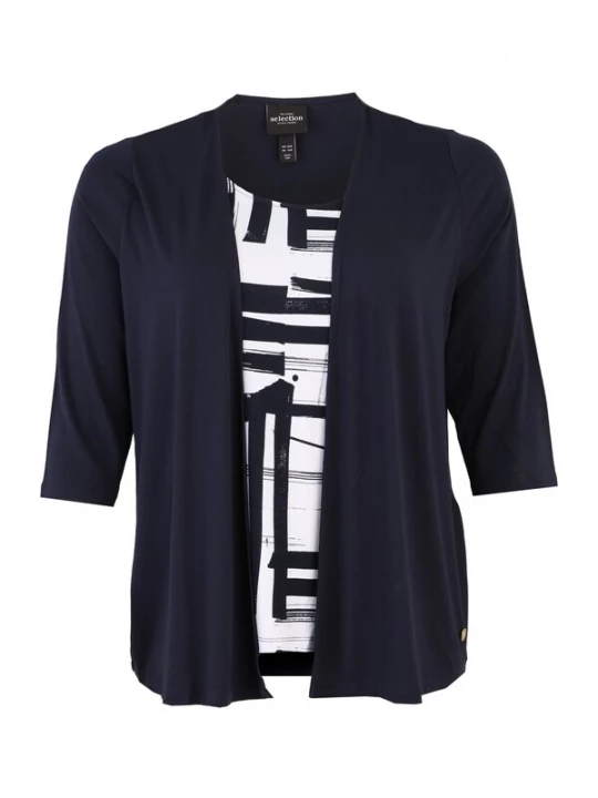 Foto van product Ulla Popken Shirt marine / donkerblauw / wit