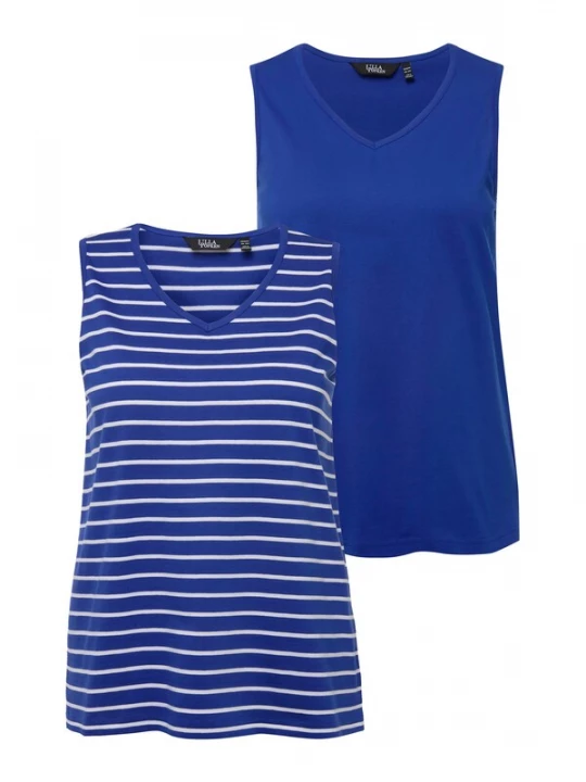 Foto van product Ulla Popken Top blauw / kobaltblauw / wit