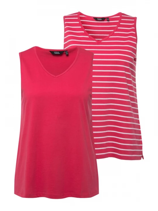 Foto van product Ulla Popken Top pink / wit