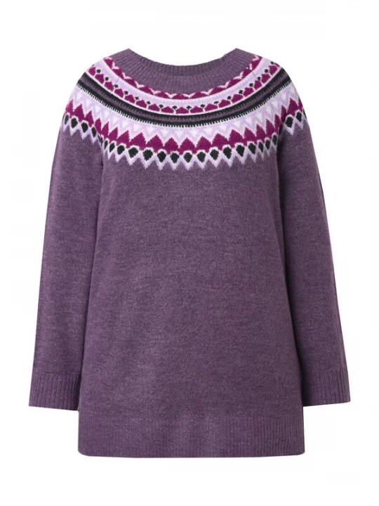 Foto van product Ulla Popken Trui aubergine / wijnrood / zwart