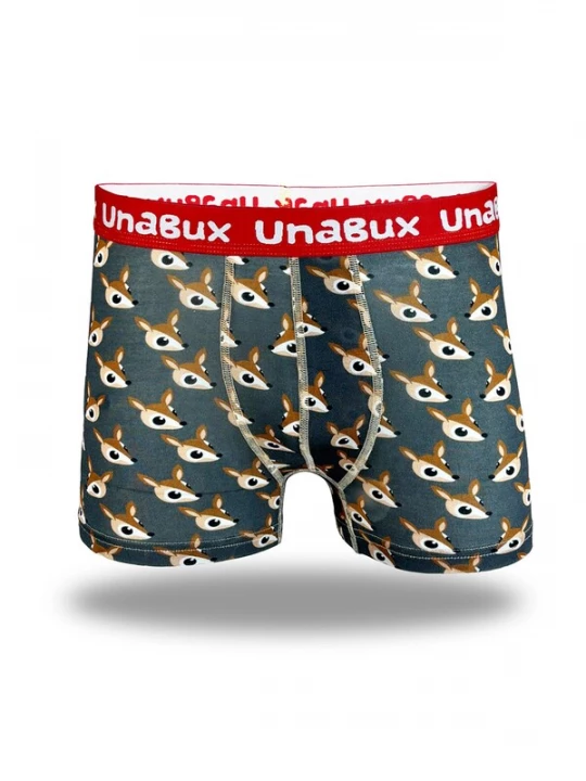Foto van product UNABUX Boxershorts ' BLACK WHITE RABBIT ' bruin / grijs