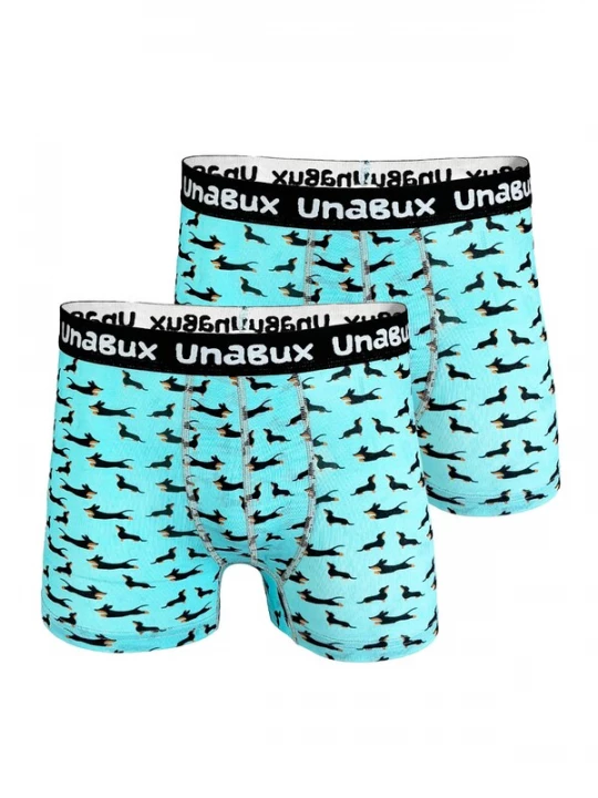 Foto van product UNABUX Boxershorts ' BLACK WHITE RABBIT ' turquoise