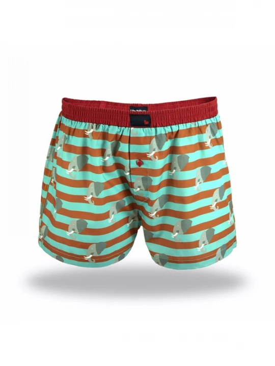 Foto van product UNABUX Boxershorts 'Prints' turquoise / riet / kreeft / rood