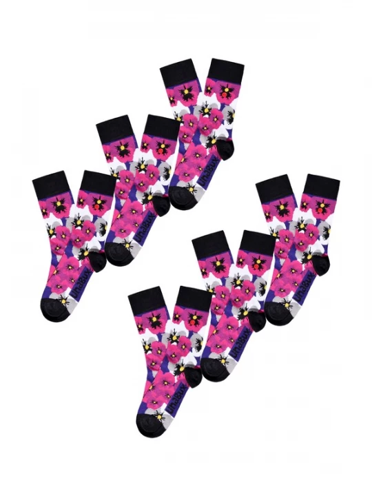 Foto van product UNABUX Sokken ' GRUMBLE IN THE JUNGLE ' pink / zwart / wit