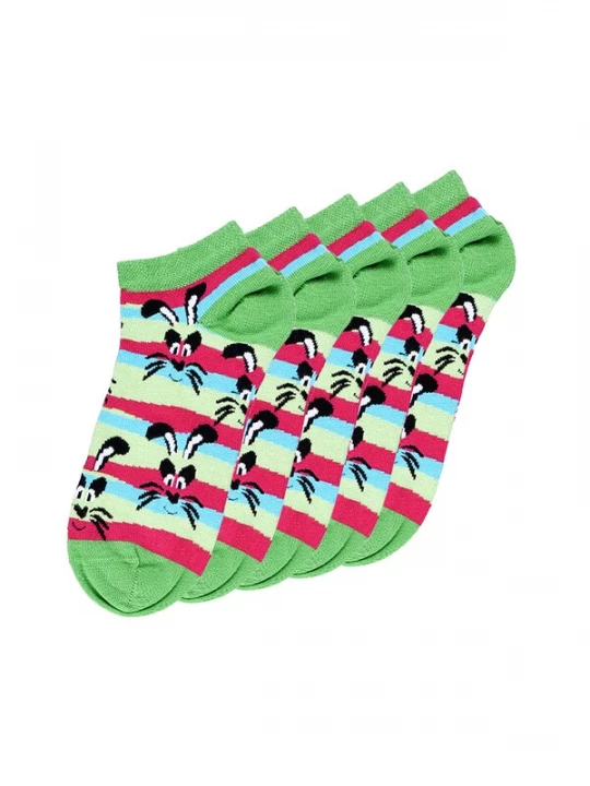 Foto van product UNABUX Sokken lichtblauw / groen / pink / zwart / wit
