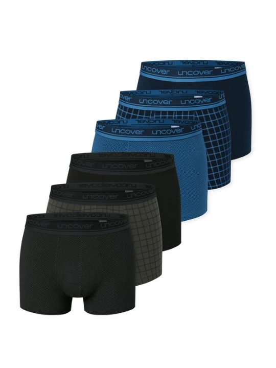 Foto van product uncover by SCHIESSER Boxershorts ' Cotton Series ' blauw / donkerblauw / antraciet / zwart