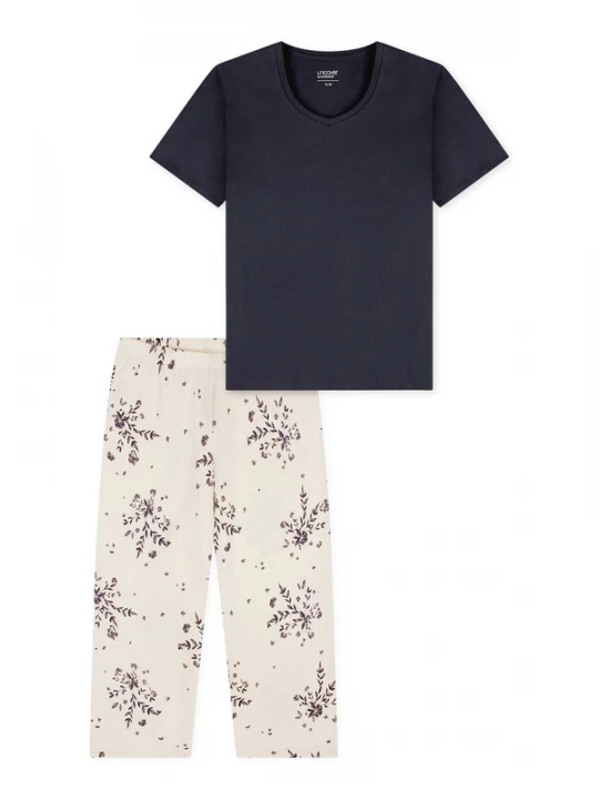 Foto van product uncover by SCHIESSER Pyjama ' Nightwear ' crème / blauw