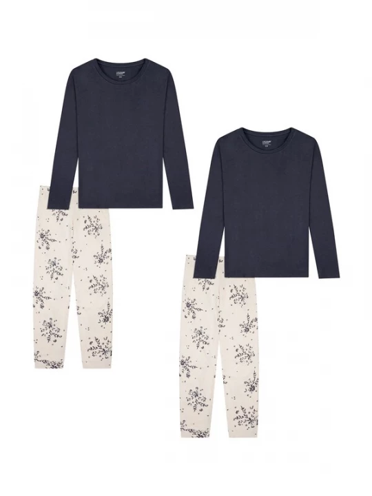 Foto van product uncover by SCHIESSER Pyjama ' Nightwear ' crème / nachtblauw