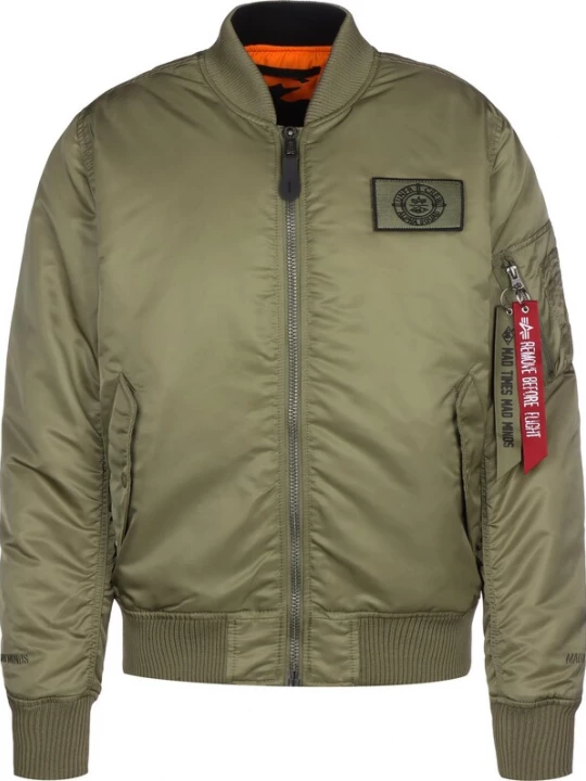 Foto van product Unfair Athletics Tussenjas 'Alpha MA-1' olijfgroen / bloedrood