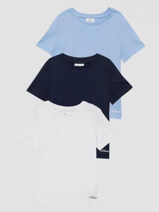 Foto van product Uniseks drie-pack T-shirts met logoprint s.Oliver