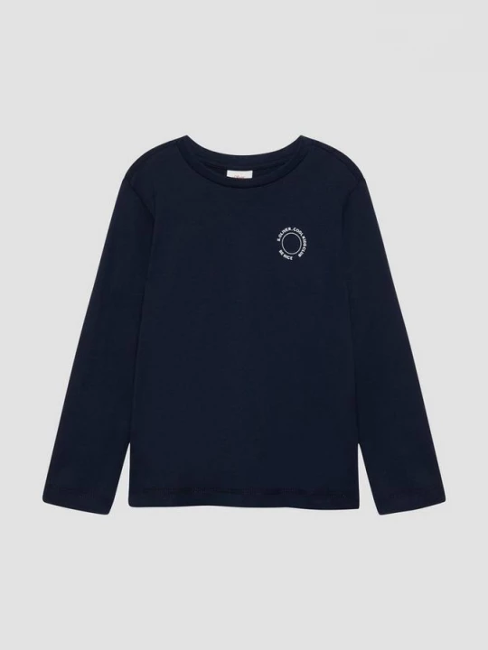 Foto van product Uniseks katoenen top met lange mouwen en een klein printdetail s.Oliver blauw