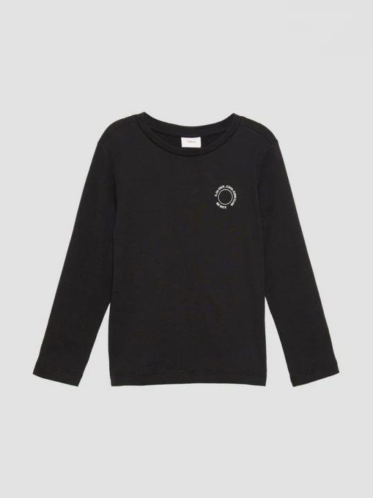 Foto van product Uniseks katoenen top met lange mouwen en een klein printdetail s.Oliver zwart