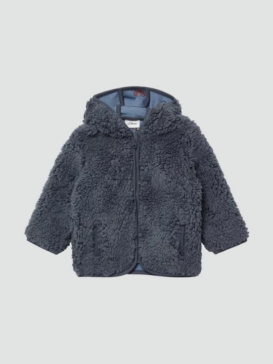 Foto van product Unisex jas van teddy-pluche met gedessineerde jersey voering s.Oliver blauw