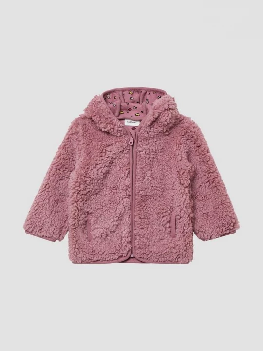 Foto van product Unisex jas van teddy-pluche met gedessineerde jersey voering s.Oliver roze