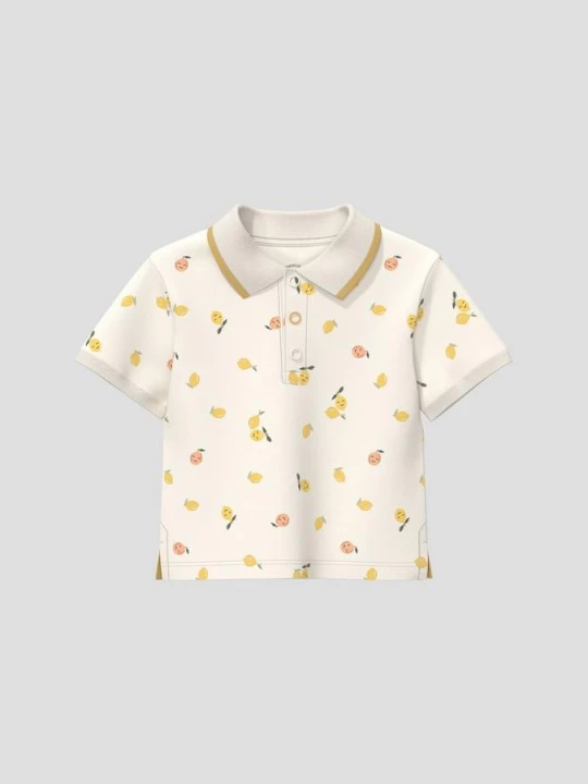 Foto van product Unisex poloshirt met all-over print s.Oliver crème