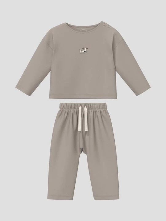 Foto van product Unisex set shirt met lange mouwen en joggingbroek s.Oliver beżowy