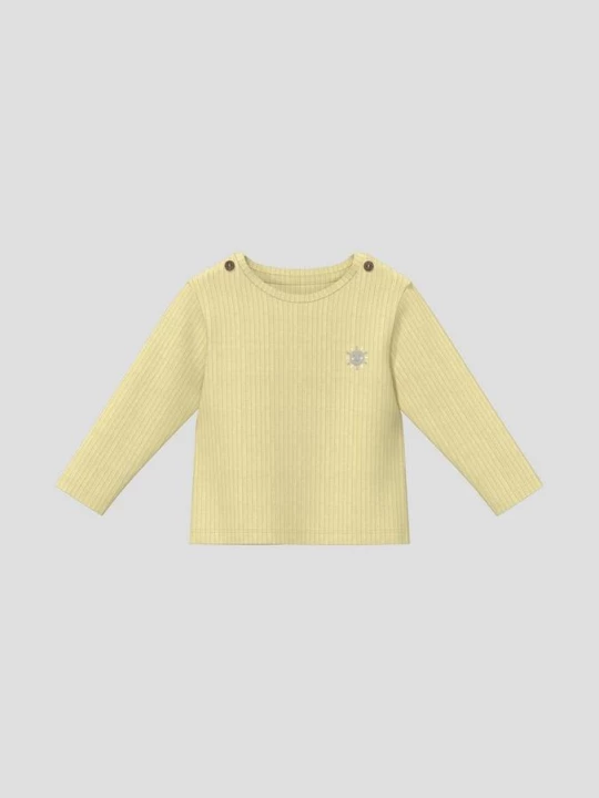 Foto van product Unisex shirt met lange mouwen, geribde textuur en borduursel s.Oliver geel