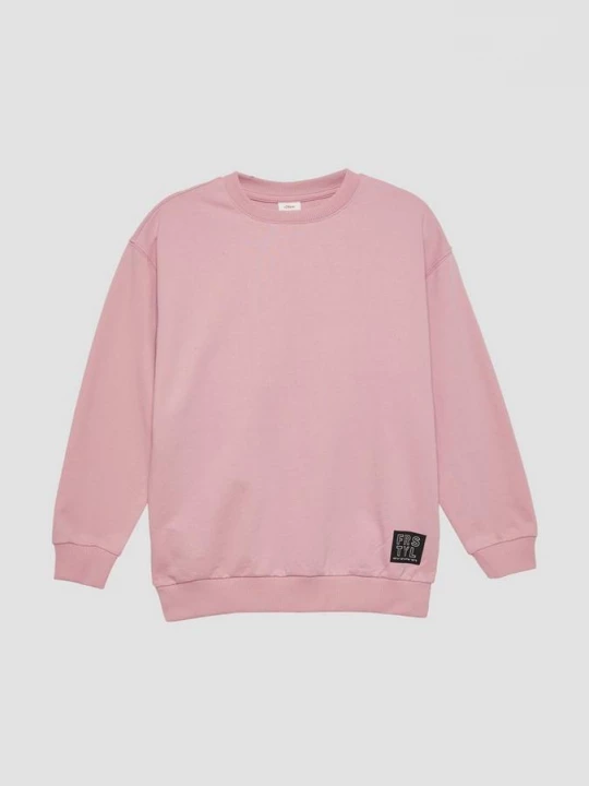 Foto van product Unisex sweatshirt met geribde boorden en een print s.Oliver roze
