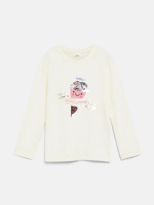 Foto van product Unisex T-shirt met lange mouwen, print en omkeerbare pailletten s.Oliver