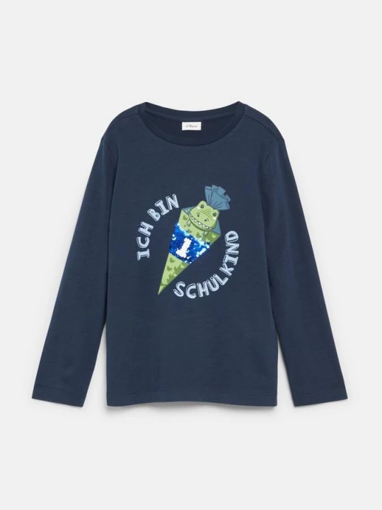 Foto van product Unisex T-shirt met lange mouwen, print en omkeerbare pailletten s.Oliver blauw