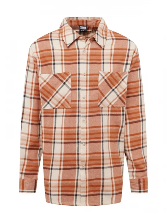 Foto van product Urban Classics Overhemd crème / oranjerood / zwart