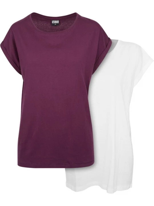 Foto van product Urban Classics Shirt ' Ladies Extended Shoulder Tee 2-Pack ' wit