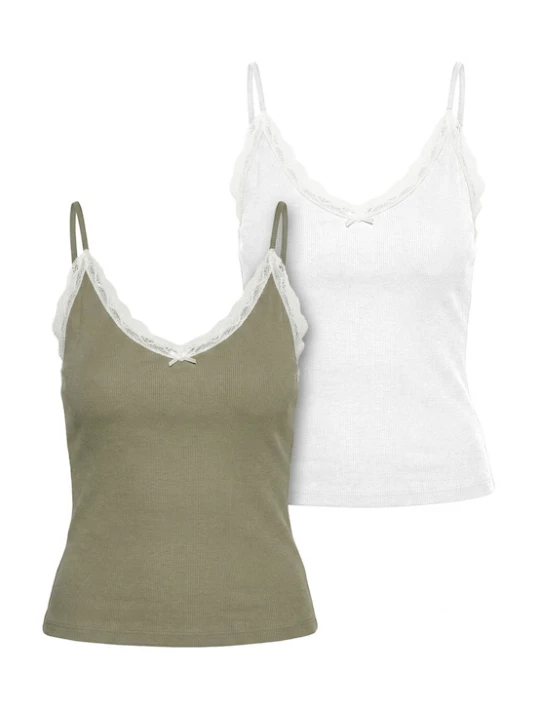 Foto van product Urban Classics Top olijfgroen / wit