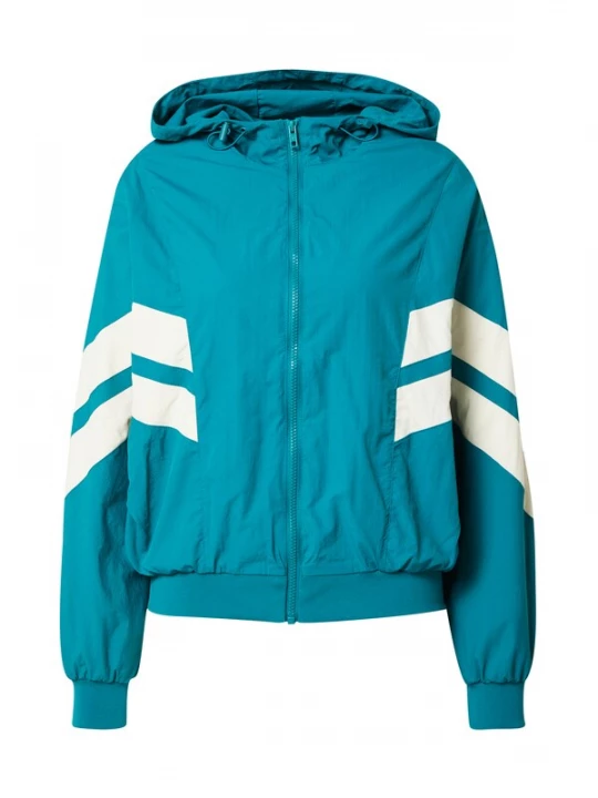 Foto van product Urban Classics Tussenjas 'Crinkle Batwing' cyaan blauw / wit