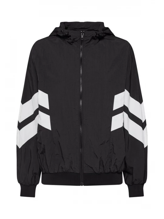 Foto van product Urban Classics Tussenjas 'Crinkle Batwing' zwart / wit