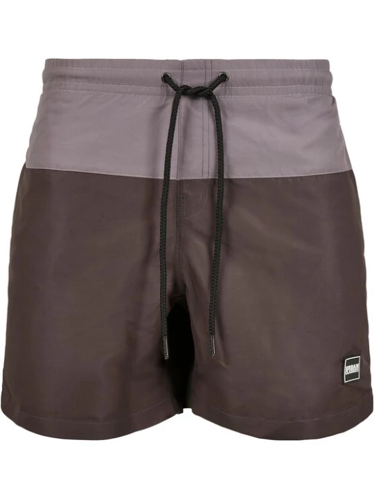 Foto van product Urban Classics Zwemshorts donkerbruin / grijs / wit