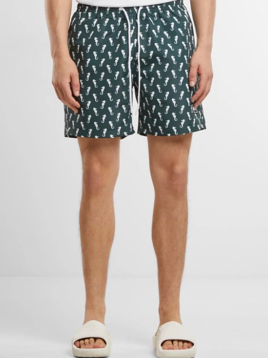 Foto van product Urban Classics Zwemshorts donkergroen / wit