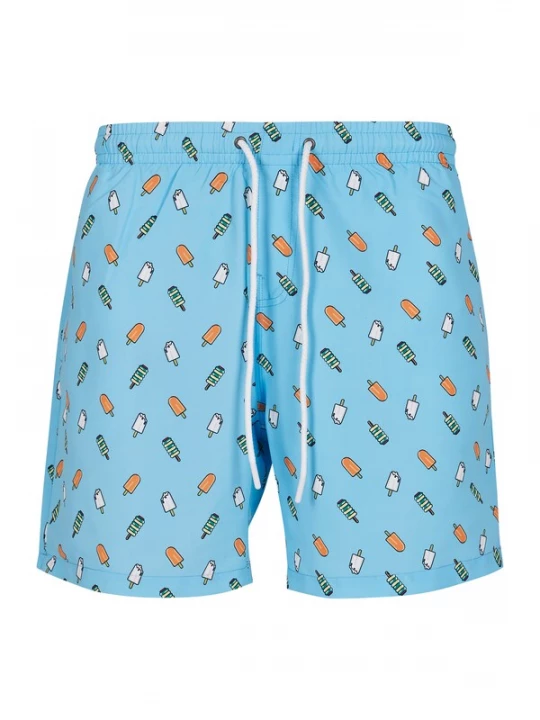 Foto van product Urban Classics Zwemshorts lichtblauw / geel / wit
