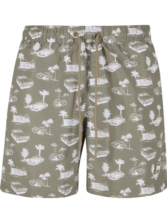 Foto van product Urban Classics Zwemshorts olijfgroen / wit