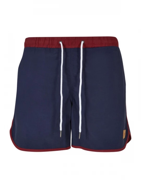 Foto van product Urban Classics Zwemshorts 'Retro' navy / bourgogne / wit